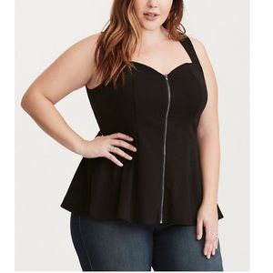 BRAND NEW! Black zip lace inset top